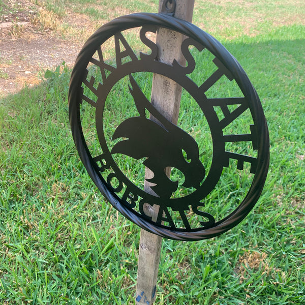 12",18",24",32",36" TEXAS STATE BOBCATS CUSTOM BLACK METAL VINTAGE CRAFT TEAM SIGN WESTERN HOME DECOR HANDMADE