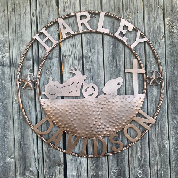 24",32" HARLEY DAVIDSON CUSTOM METAL VINTAGE CRAFT SIGN WESTERN HOME DECOR RUSTIC BRONZE HANDMADE