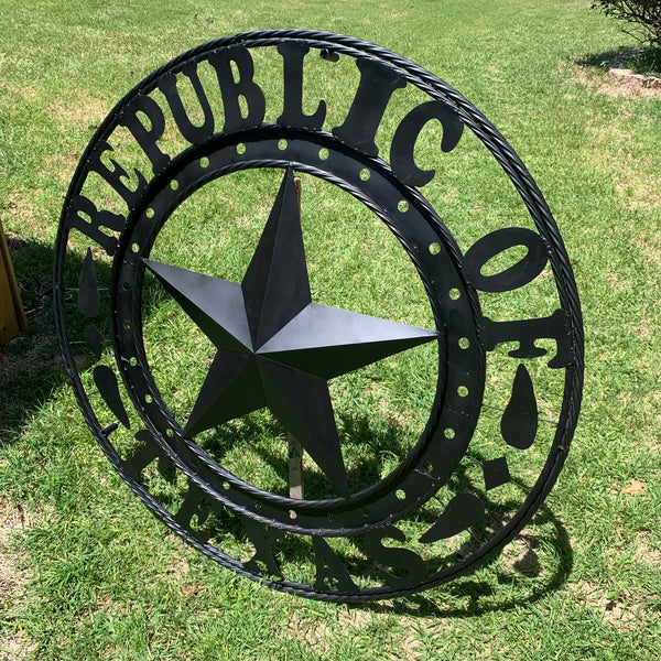 REPUBLIC OF TEXAS 3d STAR CUSTOM RUSTIC BLACK METAL VINTAGE CRAFT WESTERN HOME DECOR HANDMADE NEW ART