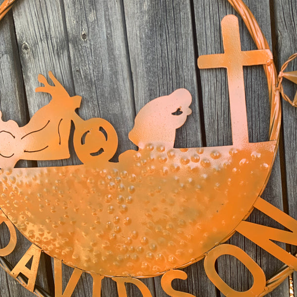 24",32" HARLEY DAVIDSON ORANGE CUSTOM METAL VINTAGE CRAFT SIGN WESTERN HOME DECOR HANDMADE