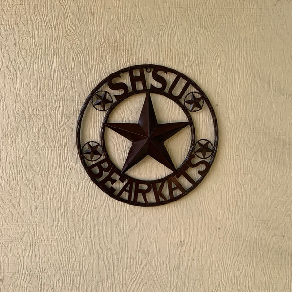 18" SHSU SAM HOUSTON BEARKATS RUSTIC BRONZE COPPER METAL CUSTOM VINTAGE CRAFT RUSTIC BROWN TEAM STAR HANDMADE