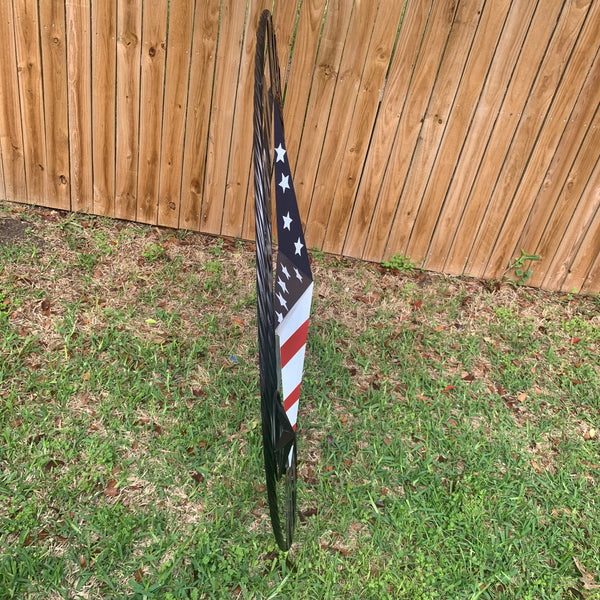 GOD BLESS OUR HOME USA FLAG STAR METAL BARN STAR TWISTED ROPE RING WALL ART WESTERN HOME DECOR RUSTIC RED WHITE & BLUE WITH BLACK RING HANDMADE NEW