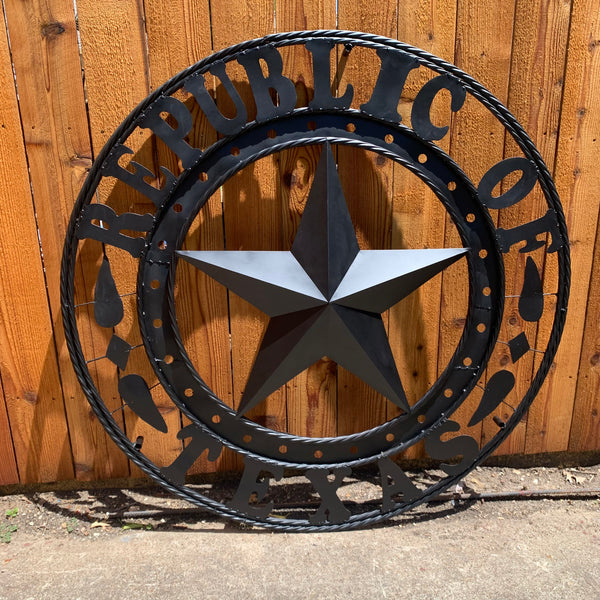 REPUBLIC OF TEXAS 3d STAR CUSTOM RUSTIC BLACK METAL VINTAGE CRAFT WESTERN HOME DECOR HANDMADE NEW ART