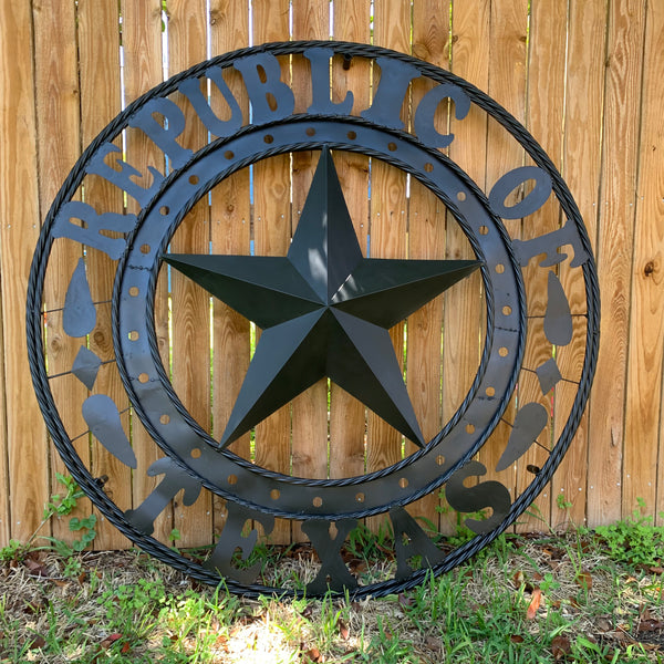 REPUBLIC OF TEXAS 3d STAR CUSTOM RUSTIC BLACK METAL VINTAGE CRAFT WESTERN HOME DECOR HANDMADE NEW ART