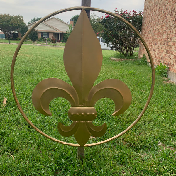 24" GOLD FLEUR DE LIS METAL SIGN WESTERN HOME DECOR HANDMADE NEW