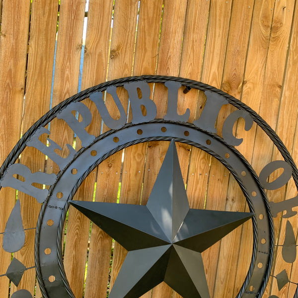 REPUBLIC OF TEXAS 3d STAR CUSTOM RUSTIC BLACK METAL VINTAGE CRAFT WESTERN HOME DECOR HANDMADE NEW ART