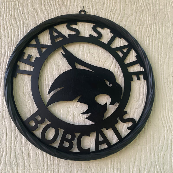 12",18",24",32",36" TEXAS STATE BOBCATS CUSTOM BLACK METAL VINTAGE CRAFT TEAM SIGN WESTERN HOME DECOR HANDMADE