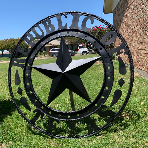 REPUBLIC OF TEXAS 3d STAR CUSTOM RUSTIC BLACK METAL VINTAGE CRAFT WESTERN HOME DECOR HANDMADE NEW ART