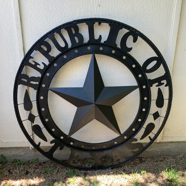 REPUBLIC OF TEXAS 3d STAR CUSTOM RUSTIC BLACK METAL VINTAGE CRAFT WESTERN HOME DECOR HANDMADE NEW ART