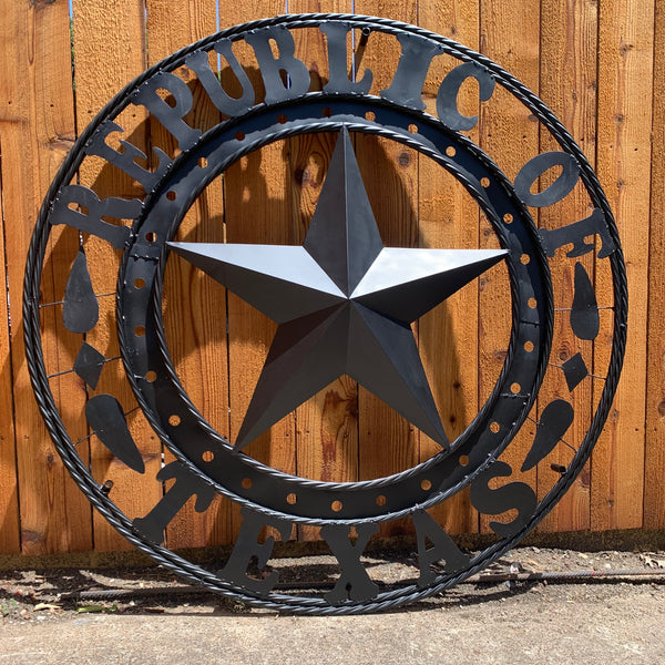 REPUBLIC OF TEXAS 3d STAR CUSTOM RUSTIC BLACK METAL VINTAGE CRAFT WESTERN HOME DECOR HANDMADE NEW ART