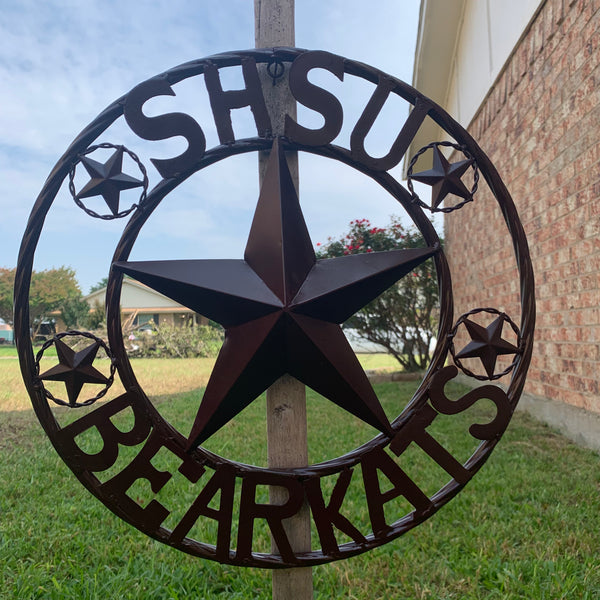 18" SHSU SAM HOUSTON BEARKATS RUSTIC BRONZE COPPER METAL CUSTOM VINTAGE CRAFT RUSTIC BROWN TEAM STAR HANDMADE