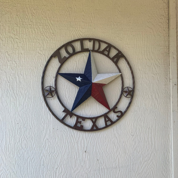 ZOLDAK TEXAS TX LICENSE PLATE STAR STYLE CUSTOM NAME STAR WITH TWISTED ROPE RING METAL WALL ART WESTERN HOME DECOR HANDMADE