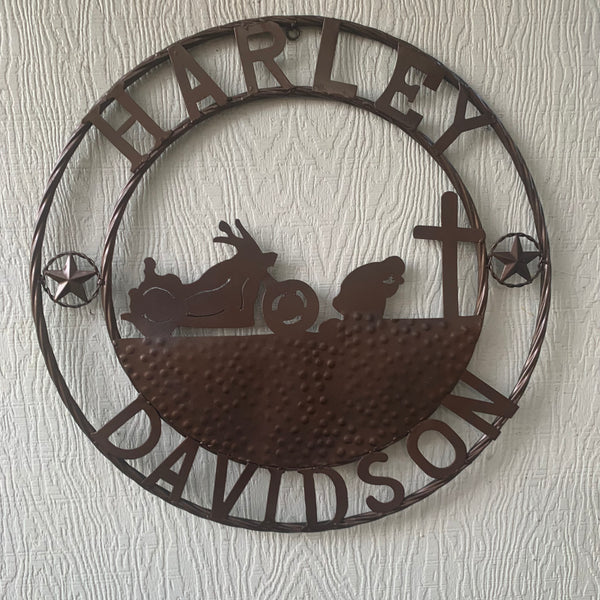 24",32" HARLEY DAVIDSON CUSTOM METAL VINTAGE CRAFT SIGN WESTERN HOME DECOR RUSTIC BRONZE HANDMADE