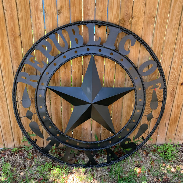 REPUBLIC OF TEXAS 3d STAR CUSTOM RUSTIC BLACK METAL VINTAGE CRAFT WESTERN HOME DECOR HANDMADE NEW ART