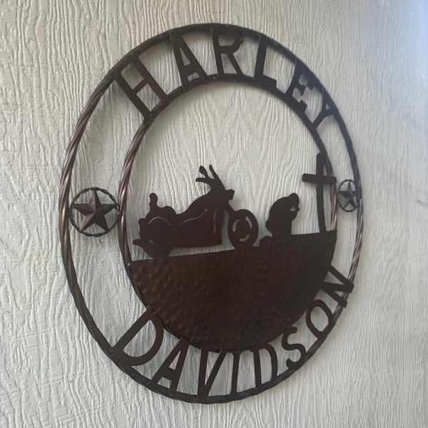 24",32" HARLEY DAVIDSON CUSTOM METAL VINTAGE CRAFT SIGN WESTERN HOME DECOR RUSTIC BRONZE HANDMADE