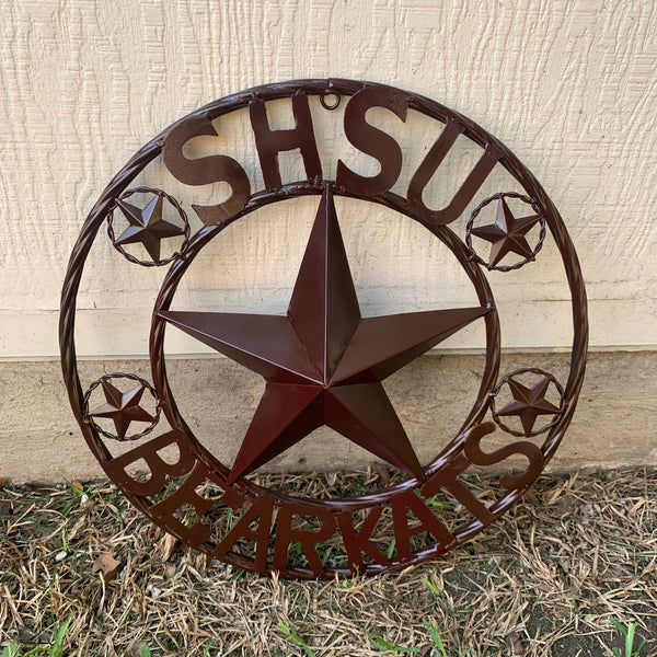 18" SHSU SAM HOUSTON BEARKATS RUSTIC BRONZE COPPER METAL CUSTOM VINTAGE CRAFT RUSTIC BROWN TEAM STAR HANDMADE