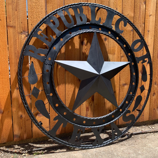 REPUBLIC OF TEXAS 3d STAR CUSTOM RUSTIC BLACK METAL VINTAGE CRAFT WESTERN HOME DECOR HANDMADE NEW ART