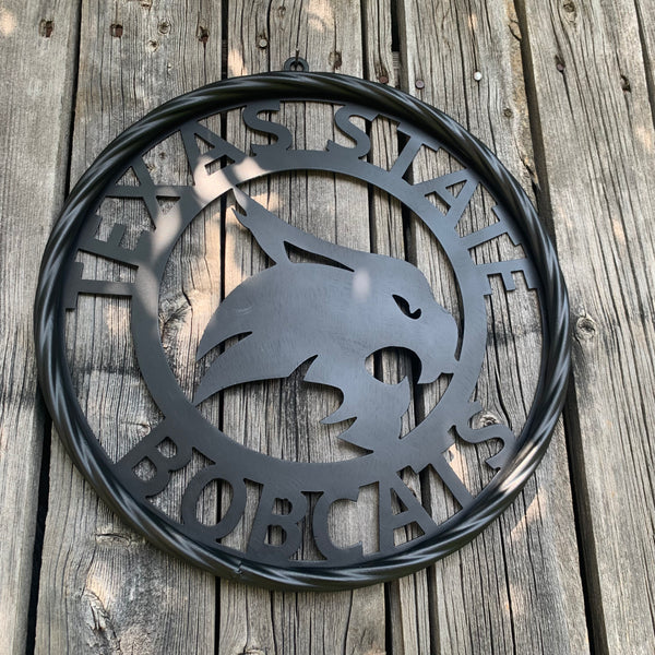 12",18",24",32",36" TEXAS STATE BOBCATS CUSTOM BLACK METAL VINTAGE CRAFT TEAM SIGN WESTERN HOME DECOR HANDMADE