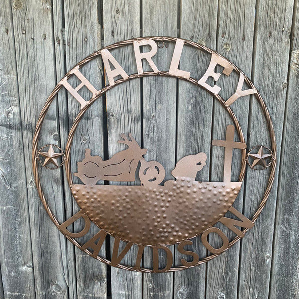 24",32" HARLEY DAVIDSON CUSTOM METAL VINTAGE CRAFT SIGN WESTERN HOME DECOR RUSTIC BRONZE HANDMADE