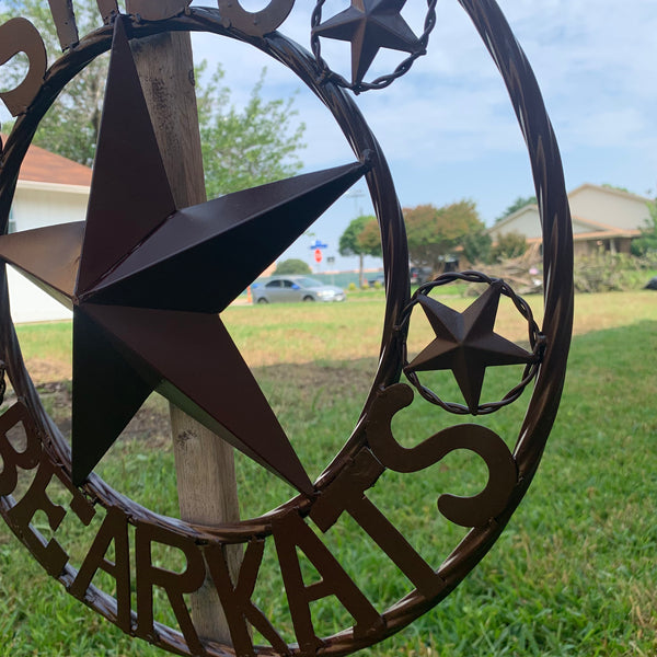 18" SHSU SAM HOUSTON BEARKATS RUSTIC BRONZE COPPER METAL CUSTOM VINTAGE CRAFT RUSTIC BROWN TEAM STAR HANDMADE