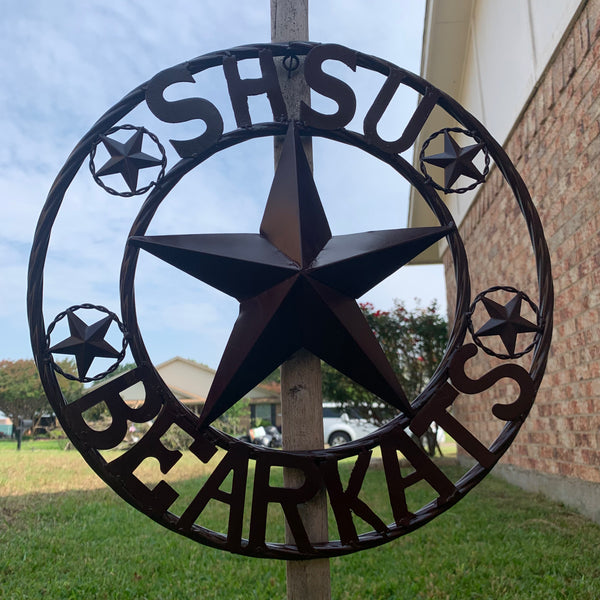 18" SHSU SAM HOUSTON BEARKATS RUSTIC BRONZE COPPER METAL CUSTOM VINTAGE CRAFT RUSTIC BROWN TEAM STAR HANDMADE