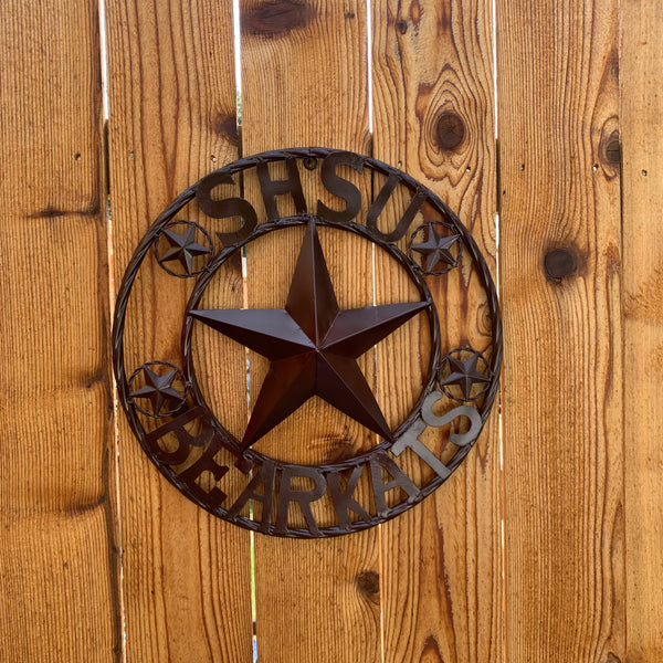 18" SHSU SAM HOUSTON BEARKATS RUSTIC BRONZE COPPER METAL CUSTOM VINTAGE CRAFT RUSTIC BROWN TEAM STAR HANDMADE