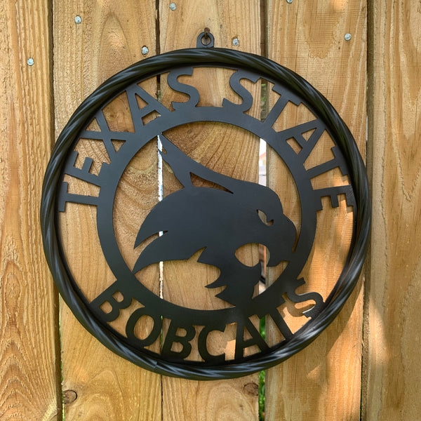 12",18",24",32",36" TEXAS STATE BOBCATS CUSTOM BLACK METAL VINTAGE CRAFT TEAM SIGN WESTERN HOME DECOR HANDMADE