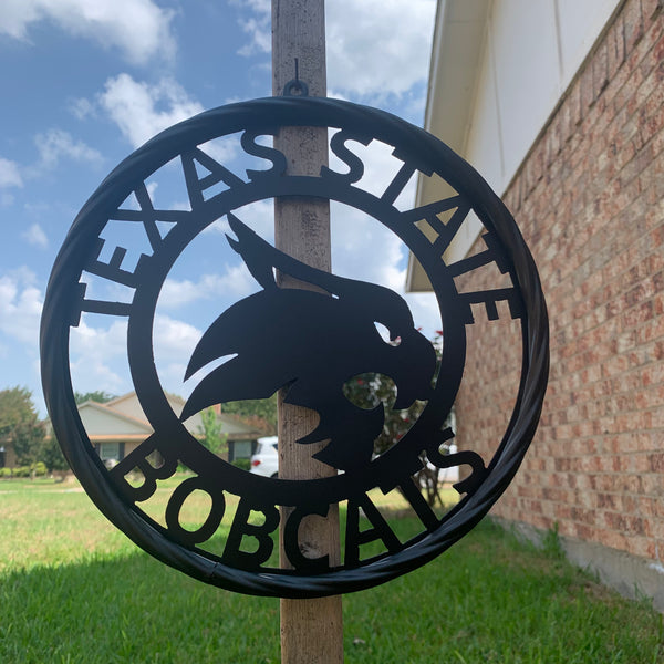 12",18",24",32",36" TEXAS STATE BOBCATS CUSTOM BLACK METAL VINTAGE CRAFT TEAM SIGN WESTERN HOME DECOR HANDMADE