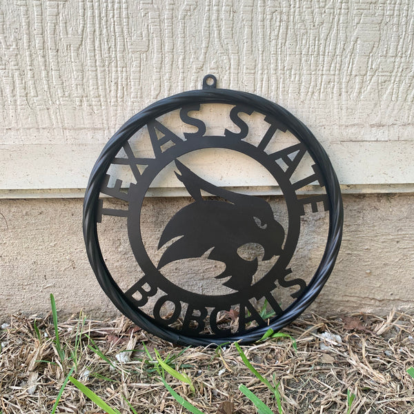 12",18",24",32",36" TEXAS STATE BOBCATS CUSTOM BLACK METAL VINTAGE CRAFT TEAM SIGN WESTERN HOME DECOR HANDMADE