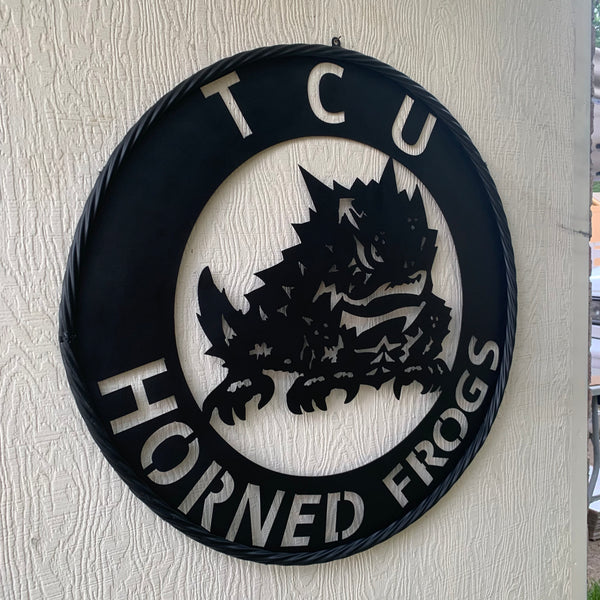 TCU HORNED FROGS CUSTOM BLACK METAL VINTAGE CRAFT SIGN HANDMADE