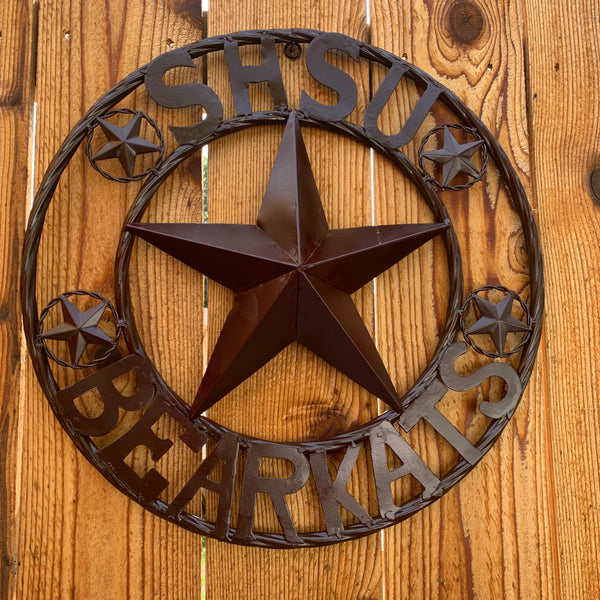 18" SHSU SAM HOUSTON BEARKATS RUSTIC BRONZE COPPER METAL CUSTOM VINTAGE CRAFT RUSTIC BROWN TEAM STAR HANDMADE