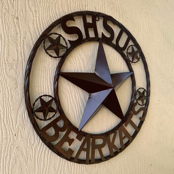 18" SHSU SAM HOUSTON BEARKATS RUSTIC BRONZE COPPER METAL CUSTOM VINTAGE CRAFT RUSTIC BROWN TEAM STAR HANDMADE