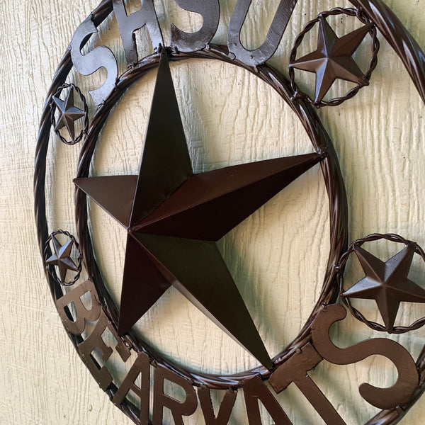 18" SHSU SAM HOUSTON BEARKATS RUSTIC BRONZE COPPER METAL CUSTOM VINTAGE CRAFT RUSTIC BROWN TEAM STAR HANDMADE