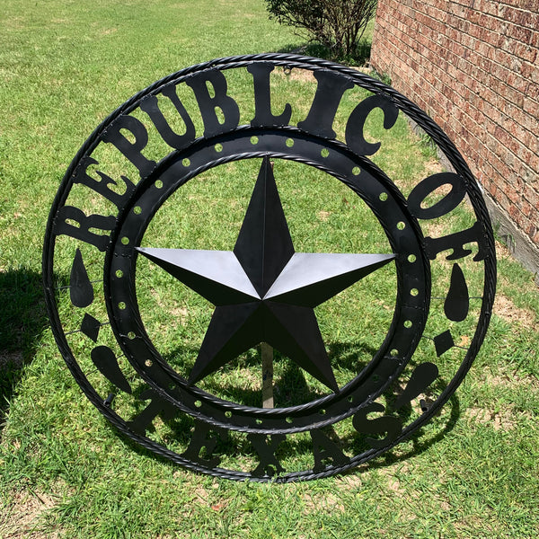 REPUBLIC OF TEXAS 3d STAR CUSTOM RUSTIC BLACK METAL VINTAGE CRAFT WESTERN HOME DECOR HANDMADE NEW ART