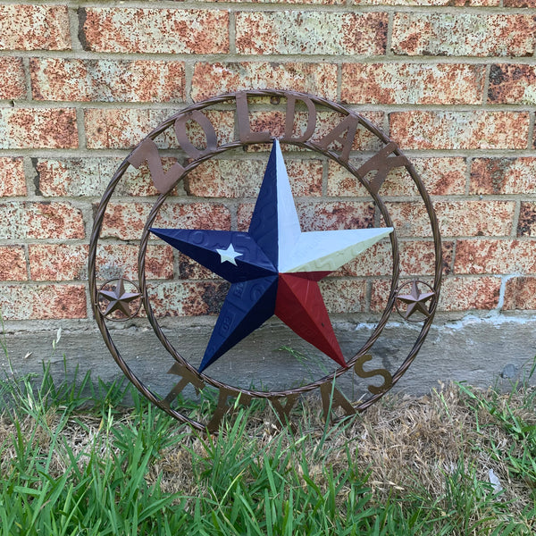 ZOLDAK TEXAS TX LICENSE PLATE STAR STYLE CUSTOM NAME STAR WITH TWISTED ROPE RING METAL WALL ART WESTERN HOME DECOR HANDMADE