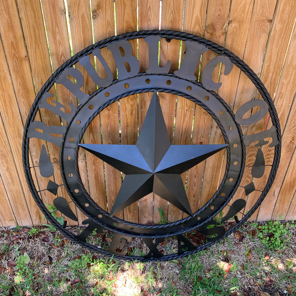 REPUBLIC OF TEXAS 3d STAR CUSTOM RUSTIC BLACK METAL VINTAGE CRAFT WESTERN HOME DECOR HANDMADE NEW ART