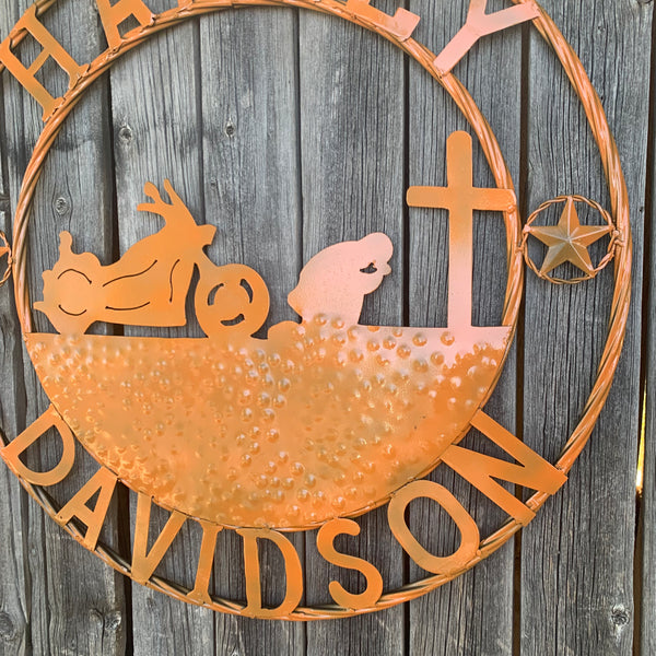 24",32" HARLEY DAVIDSON ORANGE CUSTOM METAL VINTAGE CRAFT SIGN WESTERN HOME DECOR HANDMADE