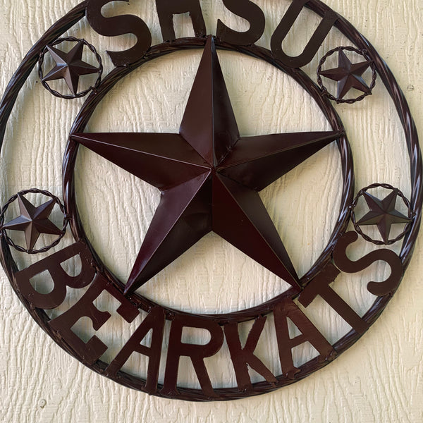 18" SHSU SAM HOUSTON BEARKATS RUSTIC BRONZE COPPER METAL CUSTOM VINTAGE CRAFT RUSTIC BROWN TEAM STAR HANDMADE