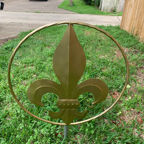 24" GOLD FLEUR DE LIS METAL SIGN WESTERN HOME DECOR HANDMADE NEW