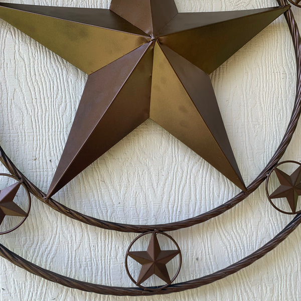 PEREZ CUSTOM STAR NAME BARN METAL STAR 3d TWISTED ROPE RING WESTERN HOME DECOR RUSTIC  BRONZE HANDMADE 24",32",34",36",40",42",44",46",50"