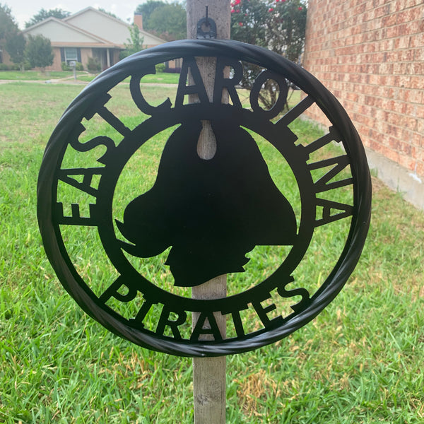 EAST CAROLINA CUSTOM BLACK METAL VINTAGE CRAFT WALL ART TEAM SIGN HANDMADE