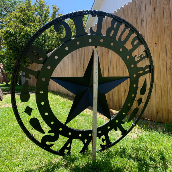 REPUBLIC OF TEXAS 3d STAR CUSTOM RUSTIC BLACK METAL VINTAGE CRAFT WESTERN HOME DECOR HANDMADE NEW ART