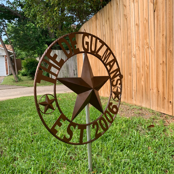 GUZMAN STYLE CUSTOM STAR NAME BARN METAL STAR 3d TWISTED ROPE RING WESTERN HOME DECOR RUSTIC  BRONZE HANDMADE 24",32",34",36",40",42",44",46",50"