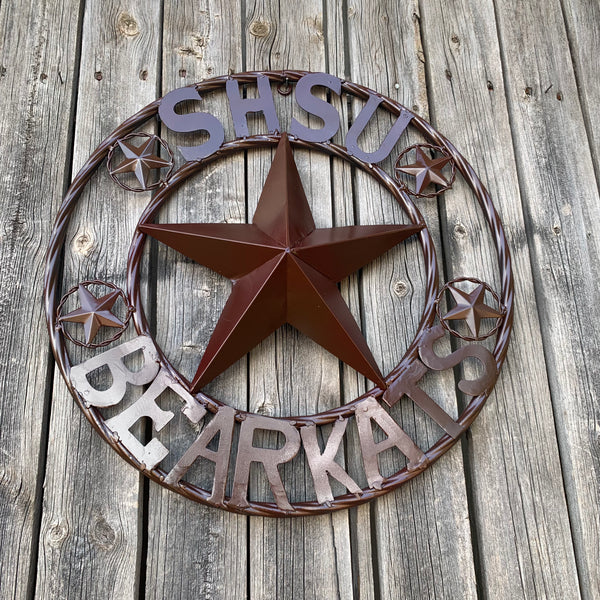 18" SHSU SAM HOUSTON BEARKATS RUSTIC BRONZE COPPER METAL CUSTOM VINTAGE CRAFT RUSTIC BROWN TEAM STAR HANDMADE