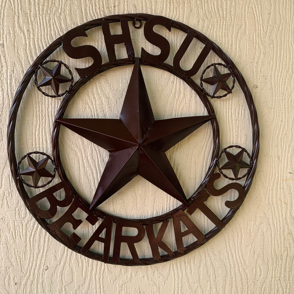 18" SHSU SAM HOUSTON BEARKATS RUSTIC BRONZE COPPER METAL CUSTOM VINTAGE CRAFT RUSTIC BROWN TEAM STAR HANDMADE