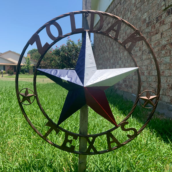 ZOLDAK TEXAS TX LICENSE PLATE STAR STYLE CUSTOM NAME STAR WITH TWISTED ROPE RING METAL WALL ART WESTERN HOME DECOR HANDMADE