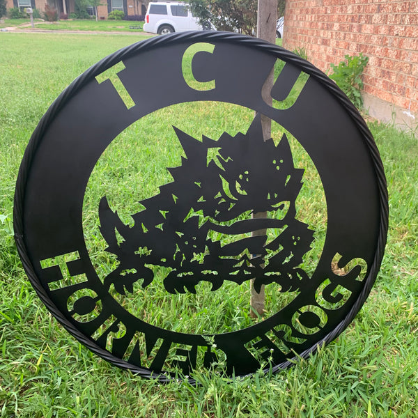 TCU HORNED FROGS CUSTOM BLACK METAL VINTAGE CRAFT SIGN HANDMADE