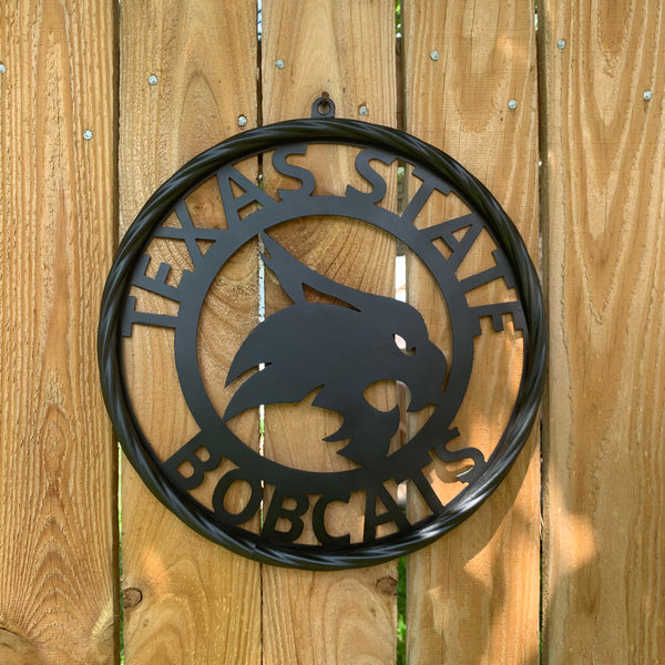 12",18",24",32",36" TEXAS STATE BOBCATS CUSTOM BLACK METAL VINTAGE CRAFT TEAM SIGN WESTERN HOME DECOR HANDMADE