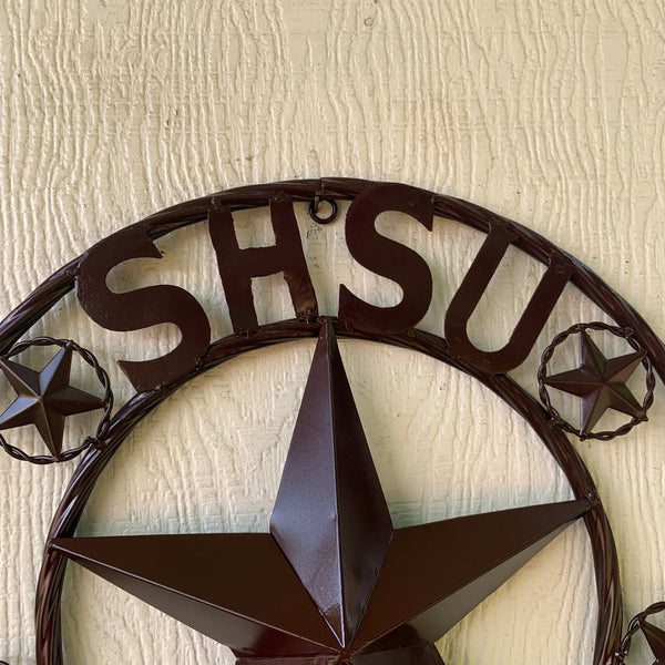 18" SHSU SAM HOUSTON BEARKATS RUSTIC BRONZE COPPER METAL CUSTOM VINTAGE CRAFT RUSTIC BROWN TEAM STAR HANDMADE