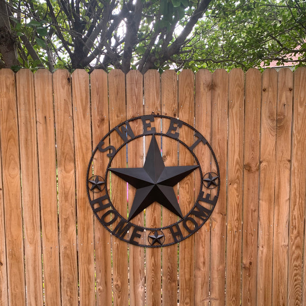 HOME SWEET HOME BARN STAR 24",32",36" RUSTIC BLACK METAL LONE STAR WESTERN HOME DECOR HANDMADE NEW #EH10549